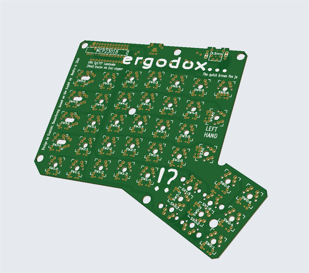 A preview render of the Ergodox PCB
